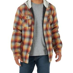 Wrangler Authentics Hooded Flannel Jacket men’s medium plaid quilted lined